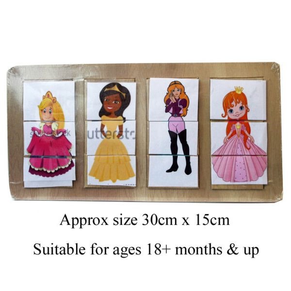 Wooden Princess Dress Up Puzzle by AtoZ Toys - Educational Wooden Toy for Kids Development and Learning