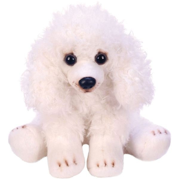 White Poodle Sitting Dog Home Decor Figurine - Cute White Poodle Indoor Pet Decoration Accessory