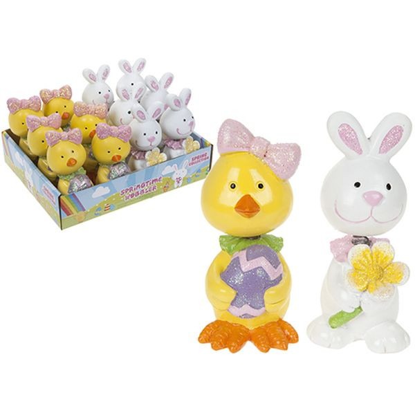 Resin Easter Wobblers - Glitter Decorations in 12pc Display Tray