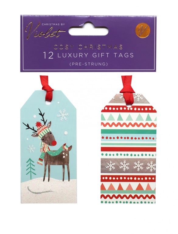 12 Pack Cosy Christmas Tags - Personalized Home Decor Holiday Gift Labels