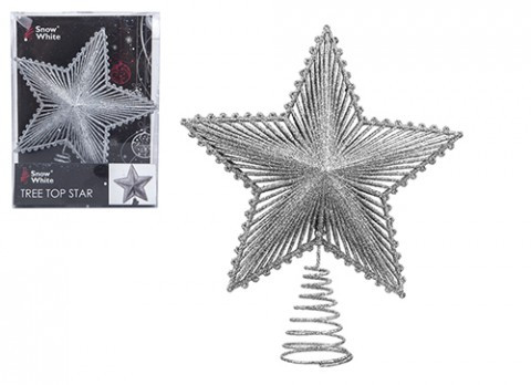 20cm Luxury Tree Top Star Silver - Elegant Outdoor Garden Lighting Ornament