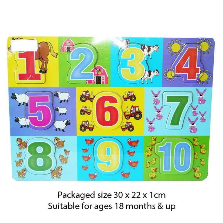Blue Wooden Number Puzzle - Educational Toy for Kids Learning and Development, Preschool Tool for Home Use