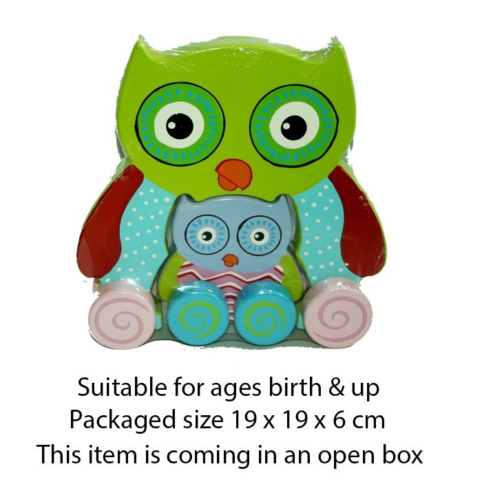 Wooden Chunky Owl Pull Along Toy - Adorable Wooden Baby Toy for Toddlers