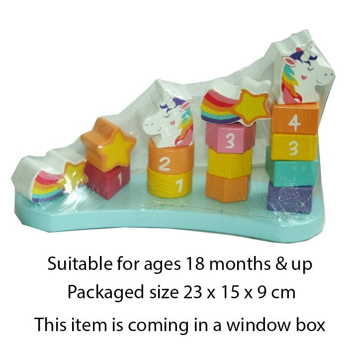Unicorn Wood Stacking Numbers - Educational Toy for Toddlers and Nursery Decor