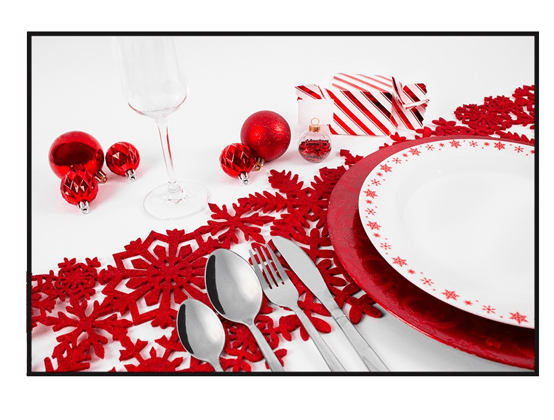Red Glitter Felt Table Runner - Festive Glitter Home Decor for Parties and Special Events