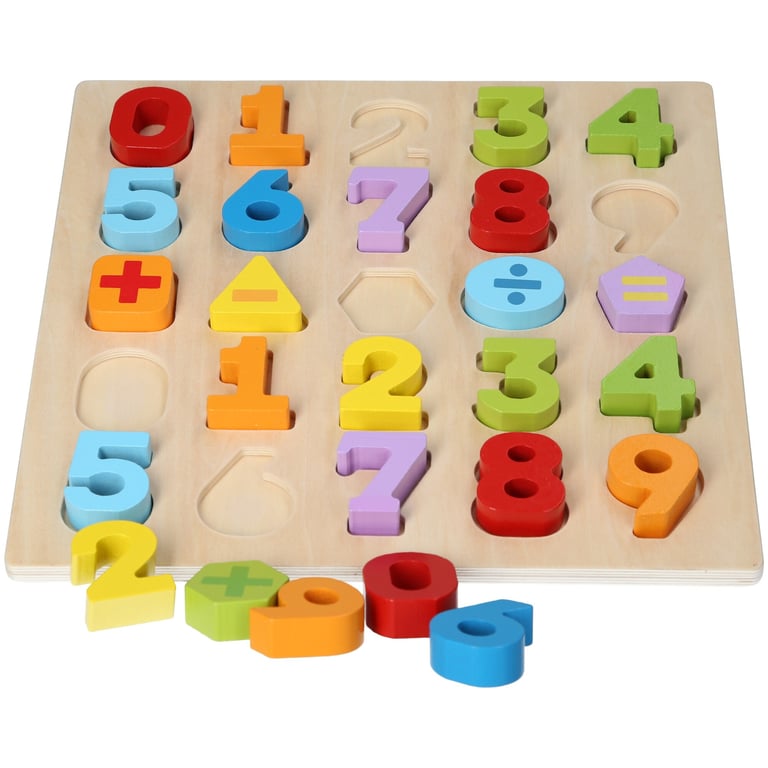 Chunky Wood Puzzle 123 - Educational Wooden Learning Toy for Kids with 123 Number Recognition Game