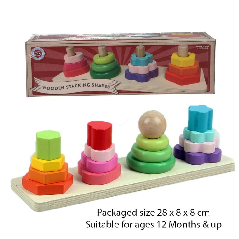 Wooden Stacking Shape Tower - Develop Your Child s Fine Motor Skills with Our Educational Building Toy