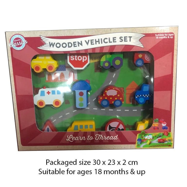 Classic Wooden Trucks - Educational Kids Toy Vehicles Set