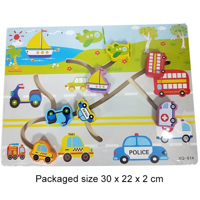 Wooden Sliding Traffic Puzzle - Educational Home Decor Challenge for Kids and Adults
