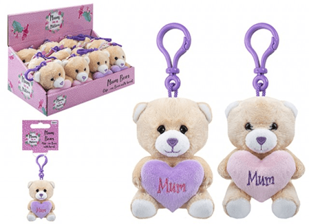 4 Inch Personalized Bear Mum Keyring Clip - Engraved Mothers Day Gift