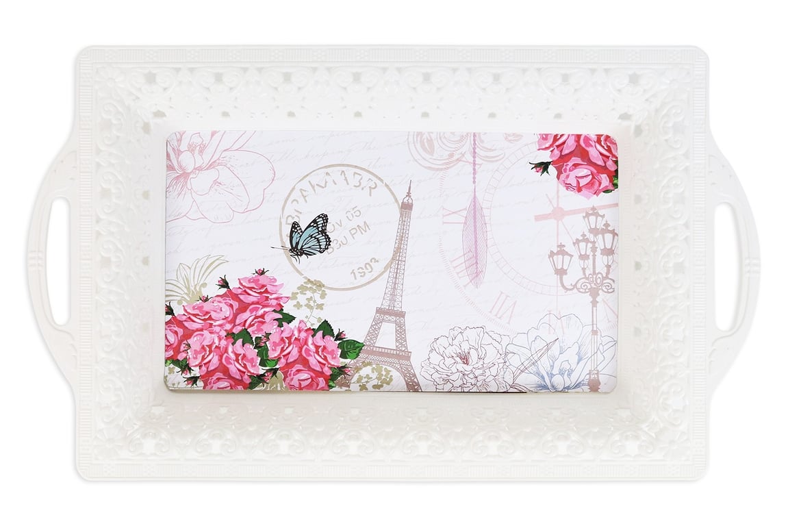 Paris Design Tray - Elegant Home Decor Organizer and Coffee Table Accessory