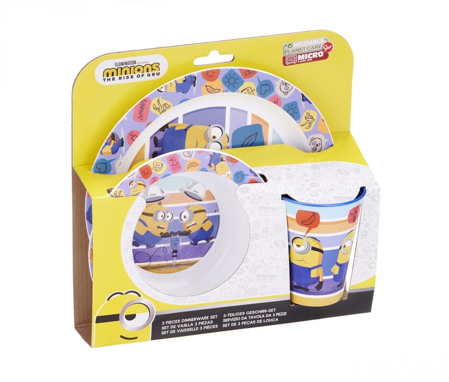 Minions 2 Tableware Set - 3 Piece Dinnerware Collection for Home and Party Use