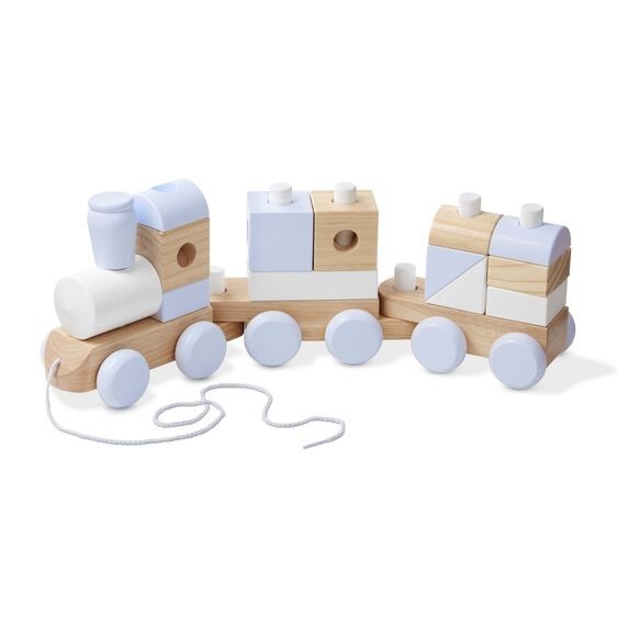 Natural Wooden Jumbo Stacking Train for Kids - Encourages Fine Motor Skills and Development through Play