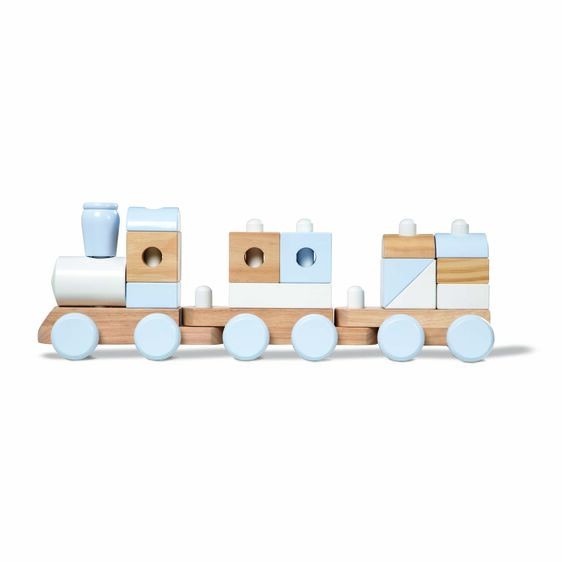 Natural Wooden Jumbo Stacking Train for Kids - Encourages Fine Motor Skills and Development through Play