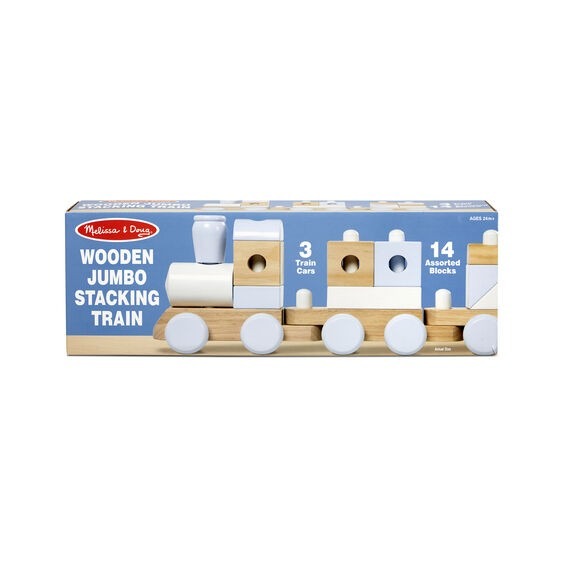 Natural Wooden Jumbo Stacking Train for Kids - Encourages Fine Motor Skills and Development through Play
