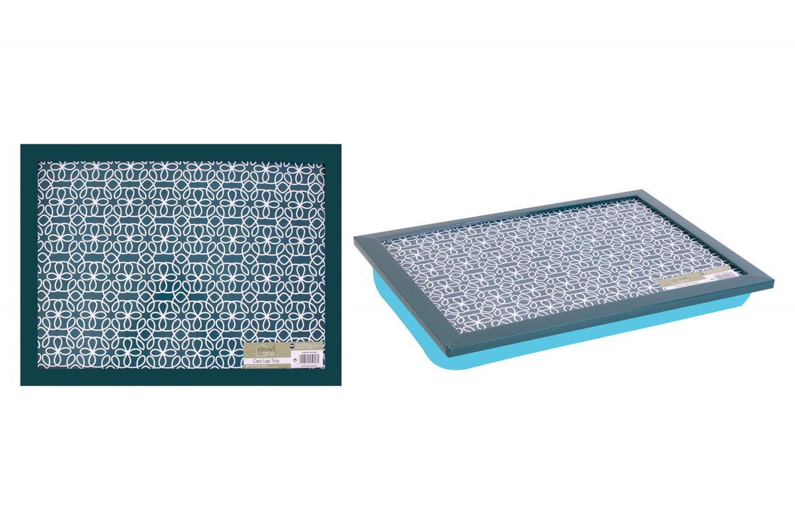 Geometric Lap Tray - Multifunctional Serving Tray with Coasters for Home Decor and Lap Desk Use