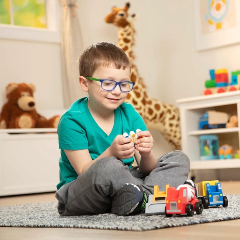 Melissa and Doug Construction Vehicle Set - Educational Wooden Building Toys for Kids