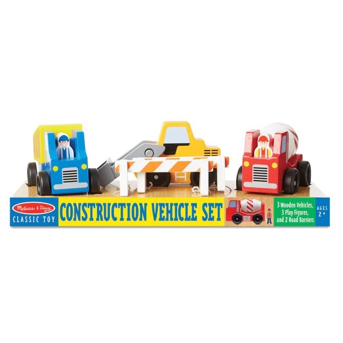 Melissa and Doug Construction Vehicle Set - Educational Wooden Building Toys for Kids