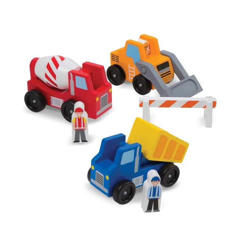 Melissa and Doug Construction Vehicle Set - Educational Wooden Building Toys for Kids