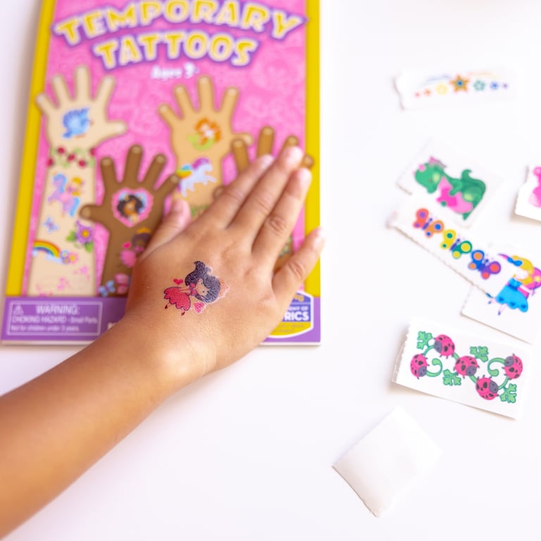 My First Temporary Tattoos - Pink, Non-Toxic & Reusable Body Art for Kids