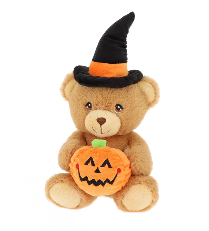 Keeleco 15cm Bear Decoration with Witch Hat and Pumpkin for Halloween Home Decor