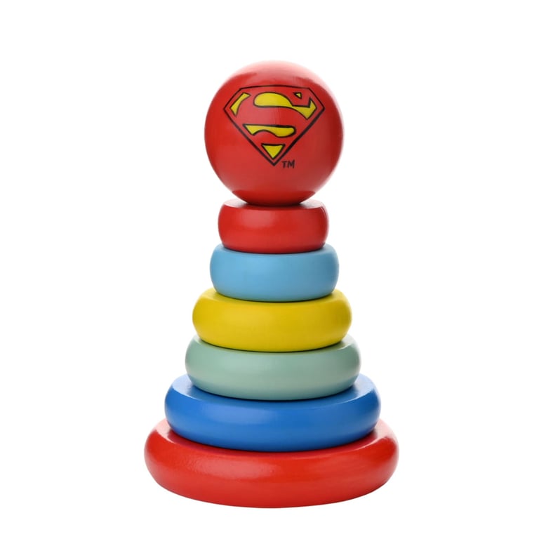 Warner Bros Superman Wooden Stacking Toy Set - DC Comics Kids Building Blocks