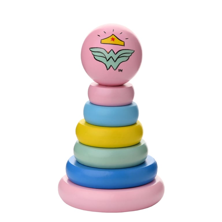 Warner Bros Wonder Woman Wooden Stacking Toy for Kids Building Blocks and Learning Fun