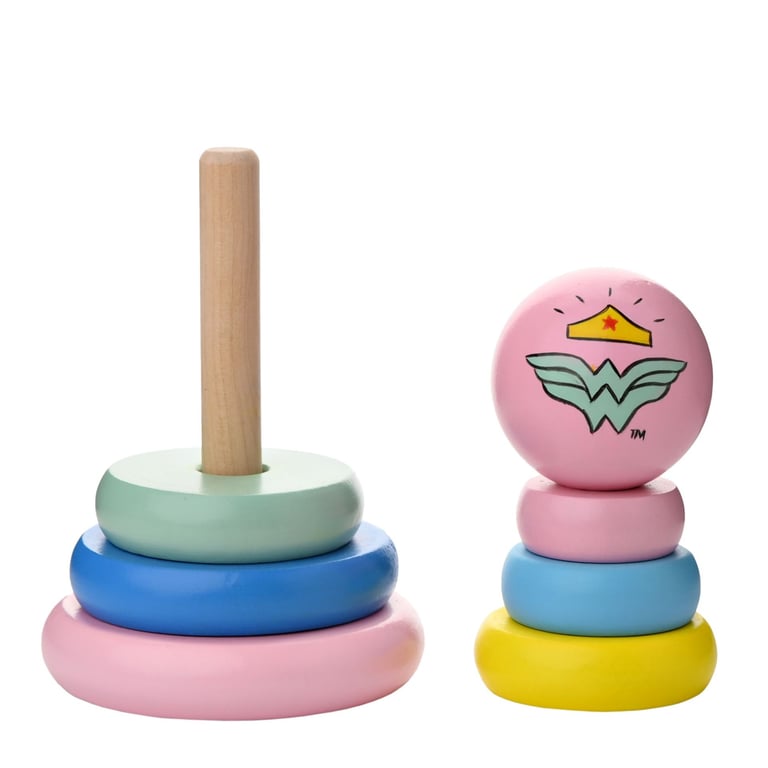 Warner Bros Wonder Woman Wooden Stacking Toy for Kids Building Blocks and Learning Fun