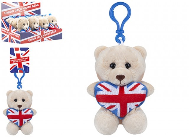 Clip On Union Jack Heart Bear - Perfect Home Decor & Novelty Accessory
