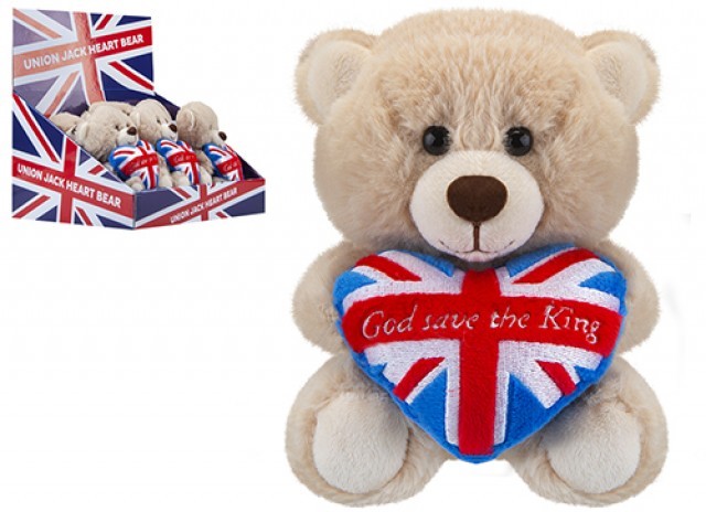 God Save The King Union Jack Heart Bear - British Themed Home Decor Decoration