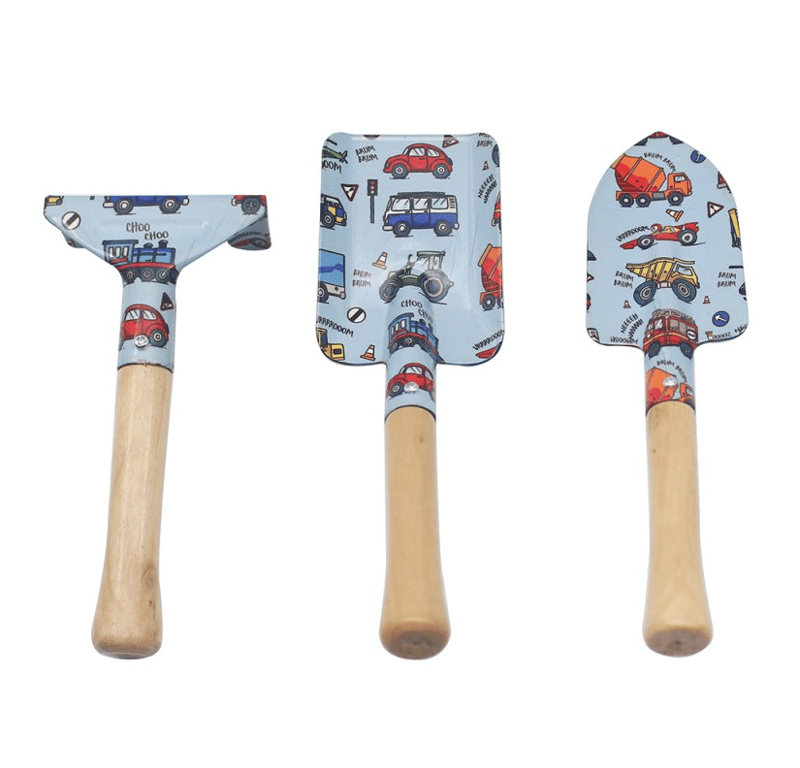 Vehicles Garden Tool Set - Kids Outdoor Gardening Tools and Lawn Care Equipment