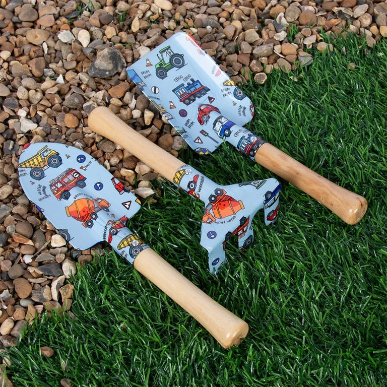 Vehicles Garden Tool Set - Kids Outdoor Gardening Tools and Lawn Care Equipment