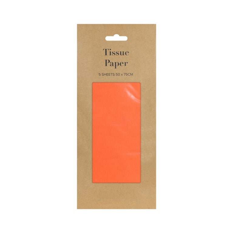 Orange Tissue Paper - 5 Sheet Retail Pack, Household and Bathroom Use