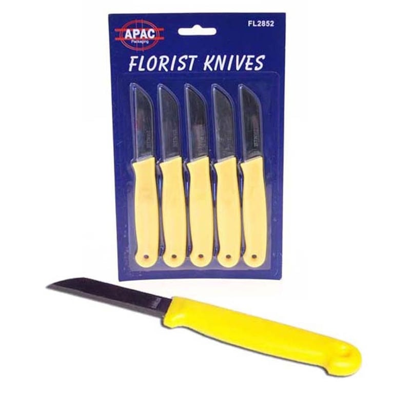 Handcrafted Yellow Kitchen Knives Set of 5 - Gourmet Cooking Utensil Knife Set
