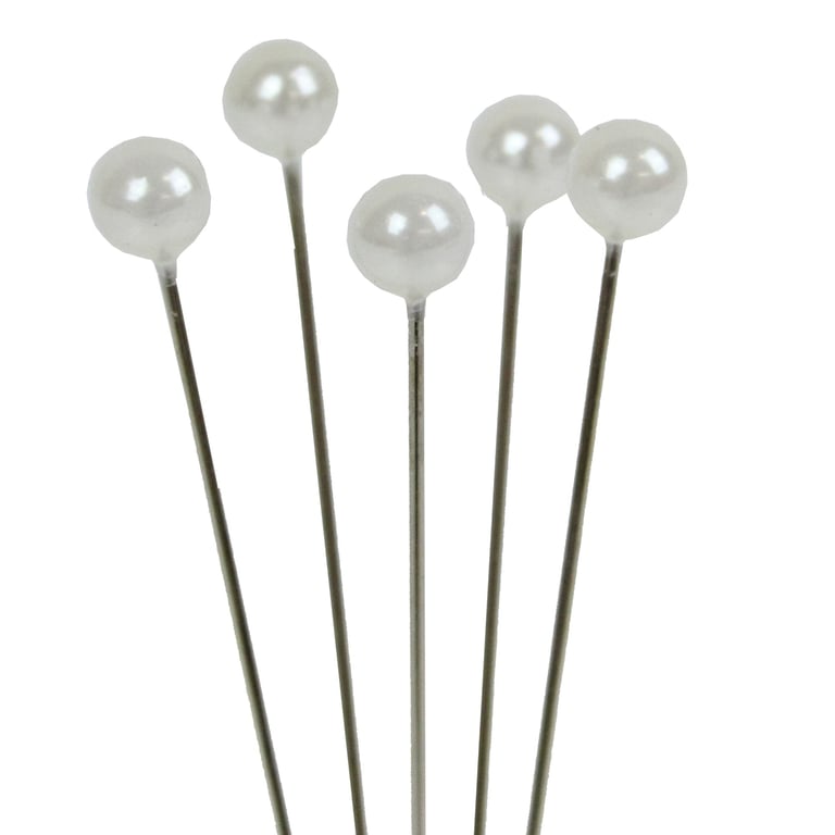 White 7cm Pearl Headed Sewing and Craft Pins - Decorative Home Decor Accents