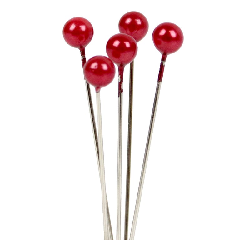Red Pearl Headed Pins - 4cm Decorative Sewing Pins for Home Crafting and Fashion Embroidery Accessories