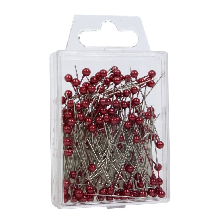 Red Pearl Headed Pins - 4cm Decorative Sewing Pins for Home Crafting and Fashion Embroidery Accessories