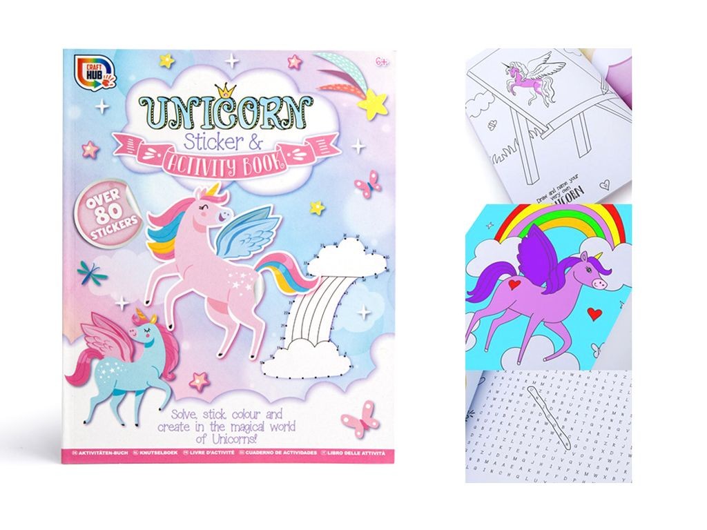 Unicorn Activity and Sticker Set for Kids - Colorful Unicorn Themed Craft Kit with Stickers and Party Decorations