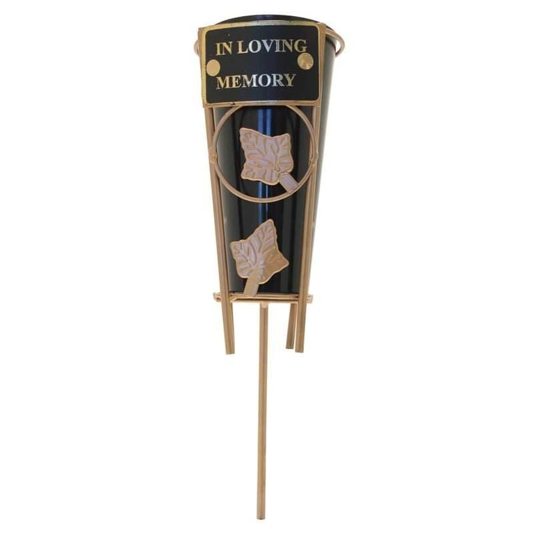 34cm In Loving Memory Leaf Grave Pot - Outdoor Burial Planter for Cemeteries and Gardens