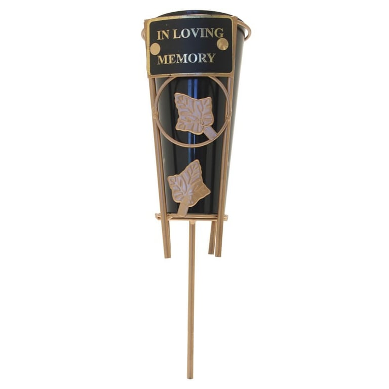 34cm In Loving Memory Leaf Grave Pot - Outdoor Burial Planter for Cemeteries and Gardens