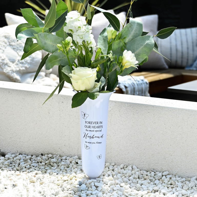 Grave Vase for Husband - Memorial Keepsake for Home Decor