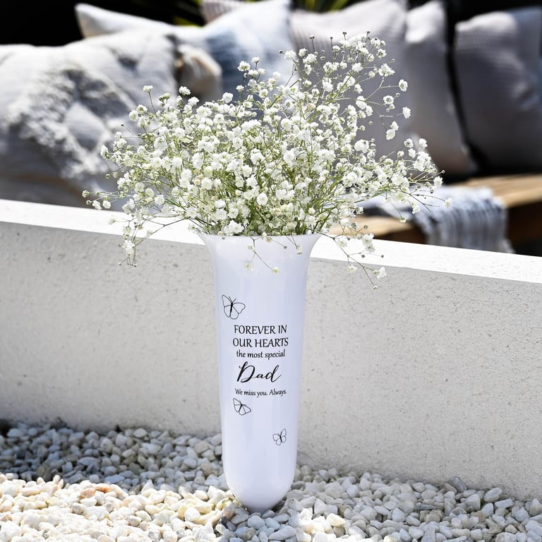Personalized Grave Vase - In Memory of Dad, Customizable Outdoor Memorial Garden Decoration