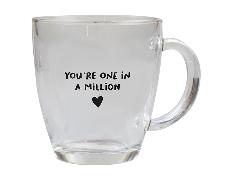 350ml Valentines Printed Glass Coffee Cup - Romantic Home Decor Gift
