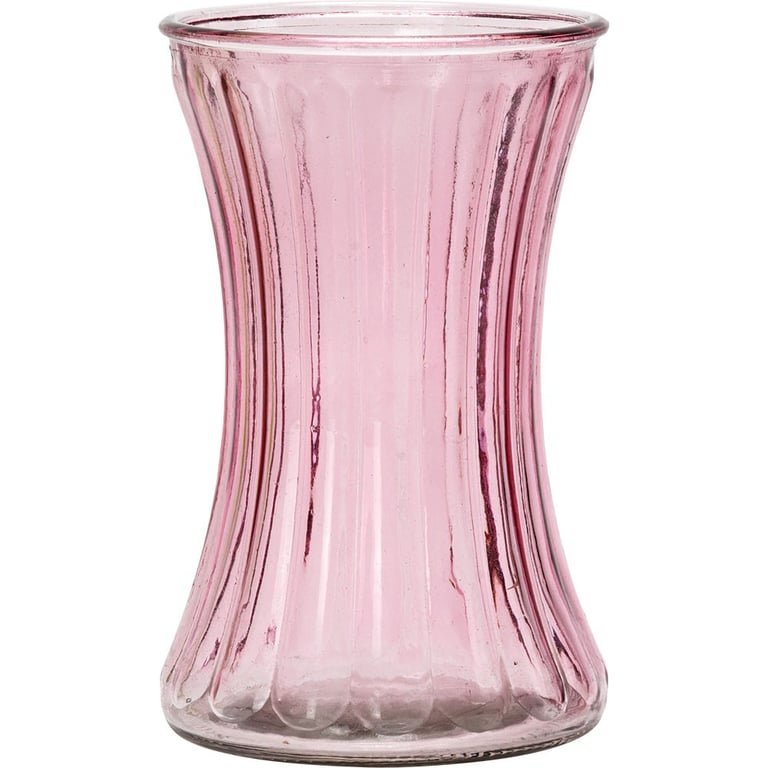Pink Pencil Pleat Glass Vase - Elegant Home Decor Floral Accent