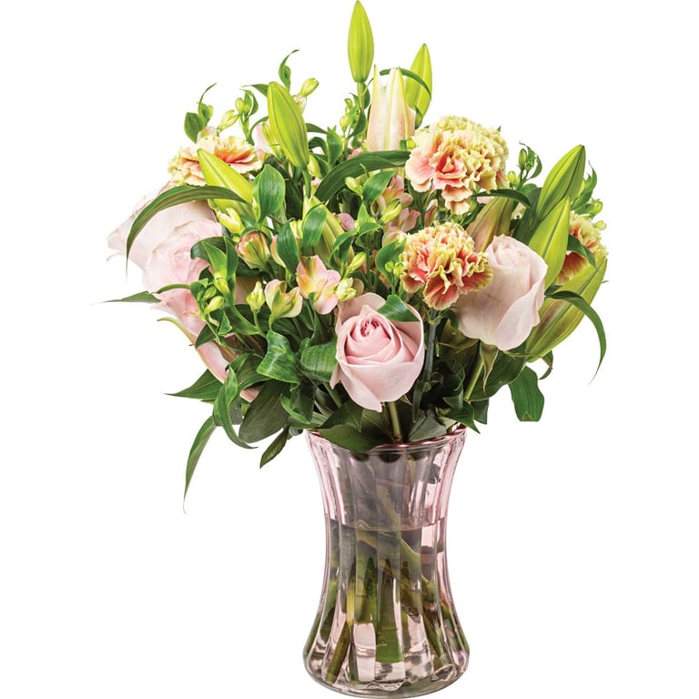 Pink Pencil Pleat Glass Vase - Elegant Home Decor Floral Accent