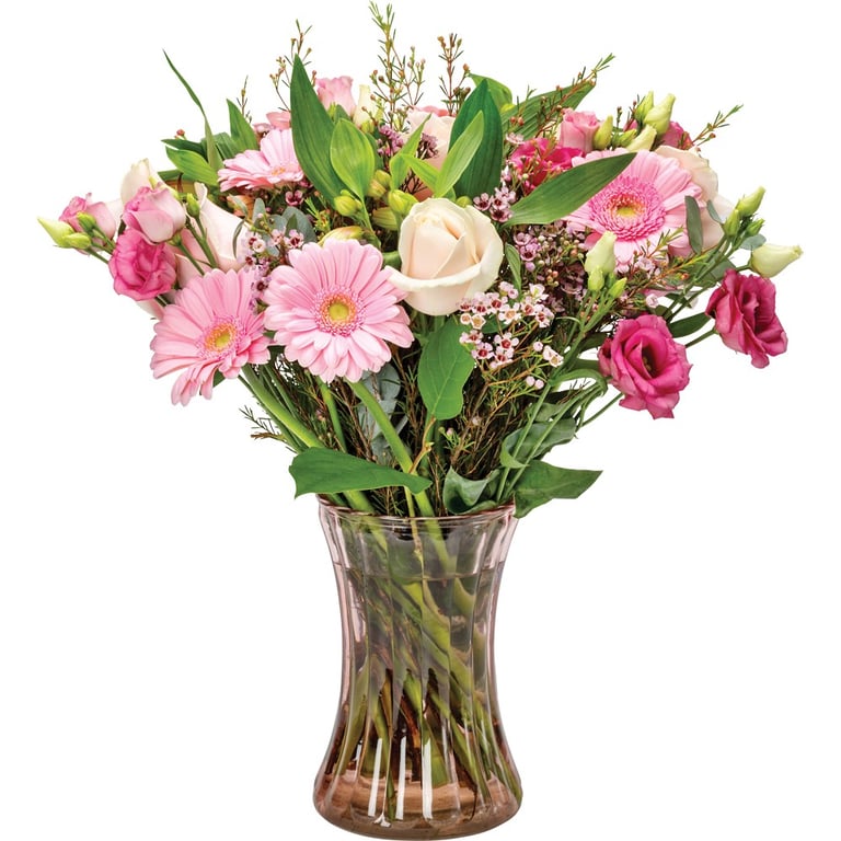 Pink Pencil Pleat Glass Vase - Elegant Home Decor Floral Accent