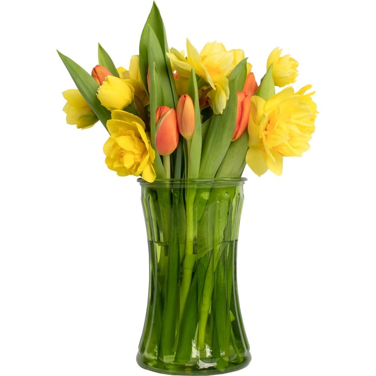 Green Hour Glass Pencil Pleat Vase - Elegant Home Decor Indoor Plant Pot