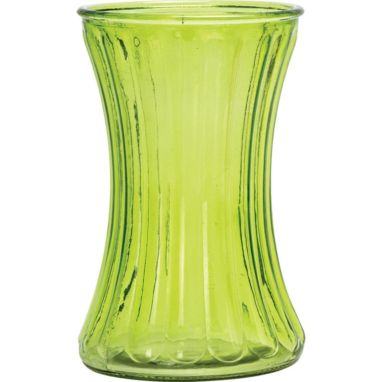 Green Hour Glass Pencil Pleat Vase - Elegant Home Decor Indoor Plant Pot