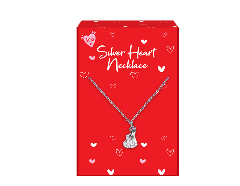Valentines Day Silver Heart Necklaces - Assorted Love Jewelry Set
