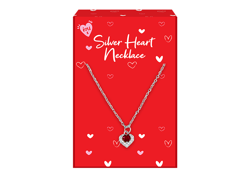 Valentines Day Silver Heart Necklaces - Assorted Love Jewelry Set